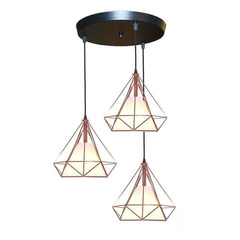 Đèn Thả Cafe Bộ Ba Kim Loại Xi Hồng E-27-TCF22-3