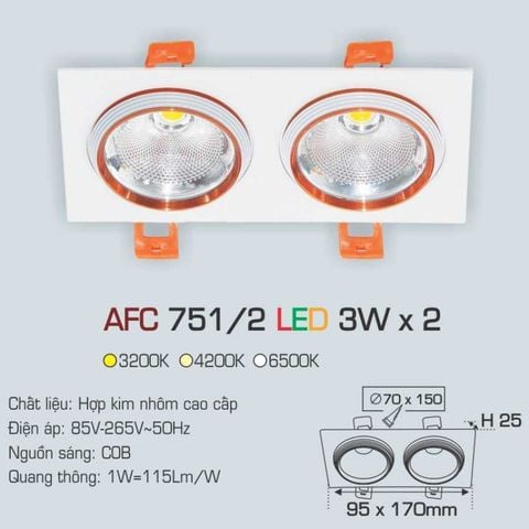 Đèn Led Âm Trần Downlight ANFACO - AFC 751/2