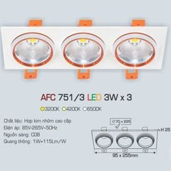 Đèn âm trần downlight Anfaco AFC 751/3 3Wx3