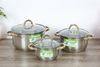 Bộ 3 nồi inox 5 đáy nắp kính kagaroo KG866