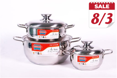 Bộ nồi inox 3 đáy Sunhouse SH335
