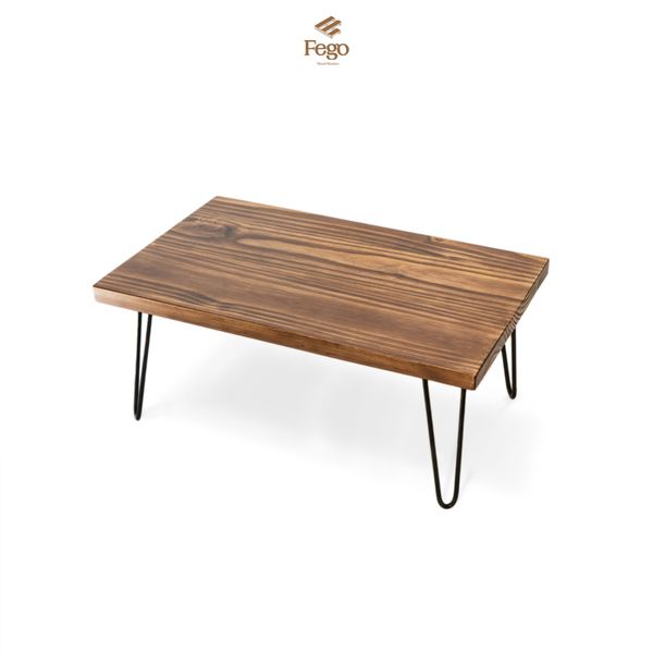  Bàn trà gỗ thông chân sắt hairpin 