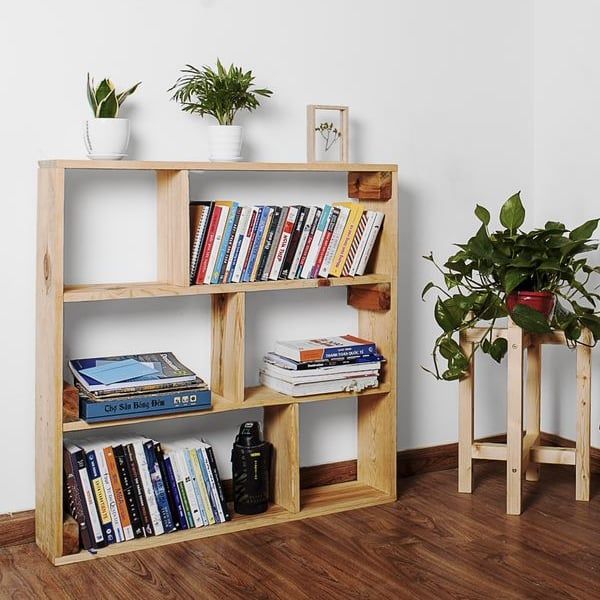  Giá sách basic 90x90x20cm gỗ thông tự nhiên 