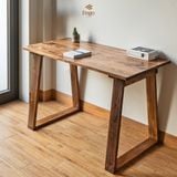  Bàn làm việc chân gỗ hình thang 
