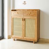  Tủ giày gỗ tần bì kết hợp mây FEGO 