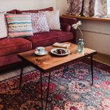  Bàn trà gỗ thông chân sắt hairpin 