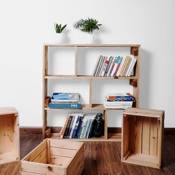  Giá sách basic 90x90x20cm gỗ thông tự nhiên 
