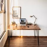  Bàn Rustic 3.8 / Bàn làm việc / bàn ăn chân sắt gỗ thông tự nhiên sơn màu rustic 