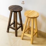  Ghế đôn gỗ thông FEGO mặt tròn vân gỗ nổi trang trí decor 
