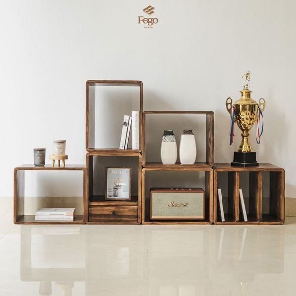  Kệ sách Puzzle gỗ thông tự nhiên Fego 