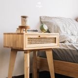  Kệ đầu giường gỗ tự nhiên mây đan FEGO có ngăn kéo 