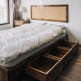  Giường gỗ thông tự nhiên nâu rustic 1m6 FEGO 