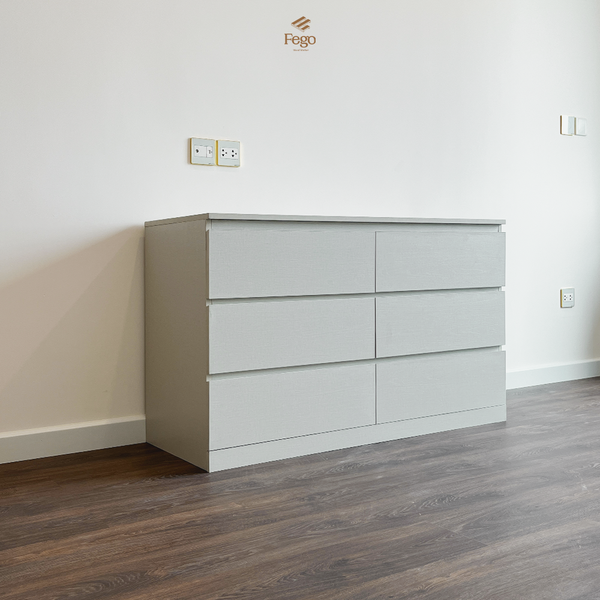  TỦ CABINET 6 NGĂN KÉO BỀ MẶT VÂN VẢI 