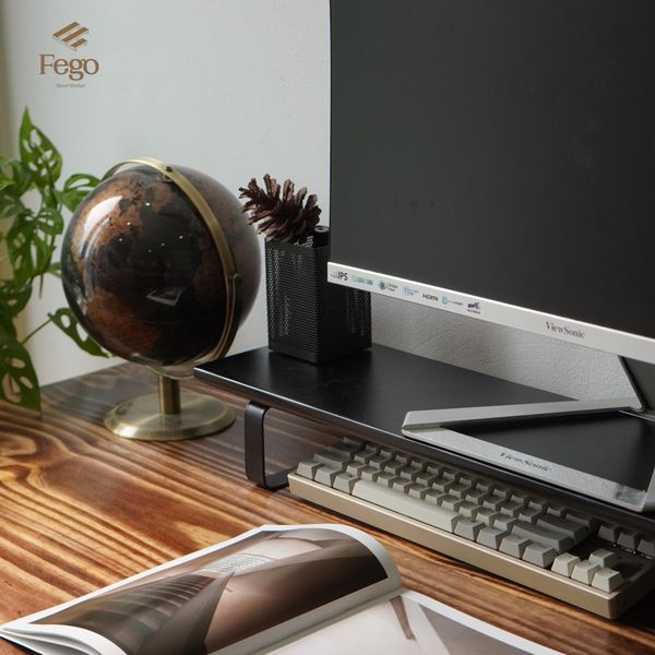  Kệ màn hình chân sắt gỗ tần bì FEGO 