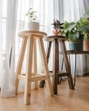  Ghế đôn gỗ thông FEGO mặt tròn vân gỗ nổi trang trí decor 