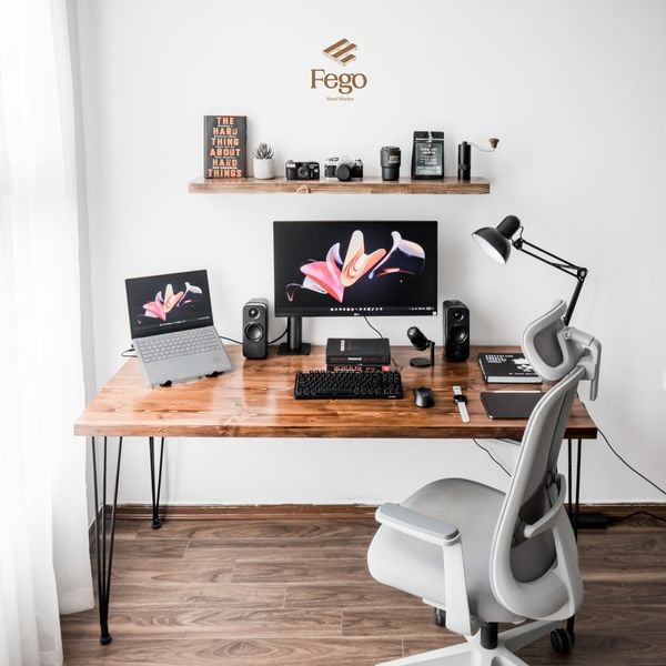  Bàn Rustic 3.8 / Bàn làm việc / bàn ăn chân sắt gỗ thông tự nhiên sơn màu rustic 