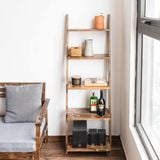  Kệ thang gỗ nâu rustic 5 tầng 