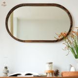  Gương bầu dục treo tường viền gỗ tự nhiên FEGO sang trọng để phòng khách, nhà tắm, decor cửa hàng 