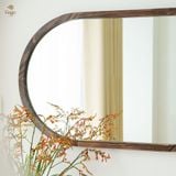  Gương bầu dục treo tường viền gỗ tự nhiên FEGO sang trọng để phòng khách, nhà tắm, decor cửa hàng 