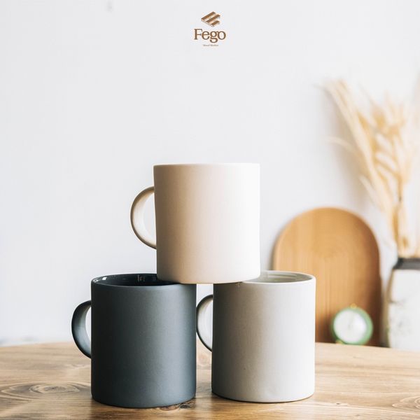  Cốc gốm sứ tráng men cao cấp FEGO có quai cầm tiện lợi 