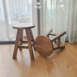  Ghế đôn gỗ thông FEGO mặt tròn vân gỗ nổi trang trí decor 