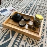  Khay gỗ thông tự nhiên FEGO có tay cầm để decor, trang trí, đựng đồ ăn, mỹ phẩm 