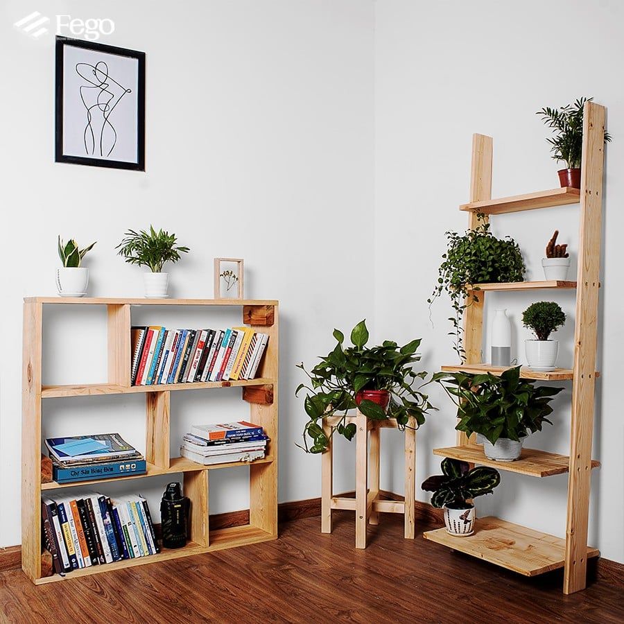  Giá sách basic 90x90x20cm gỗ thông tự nhiên 