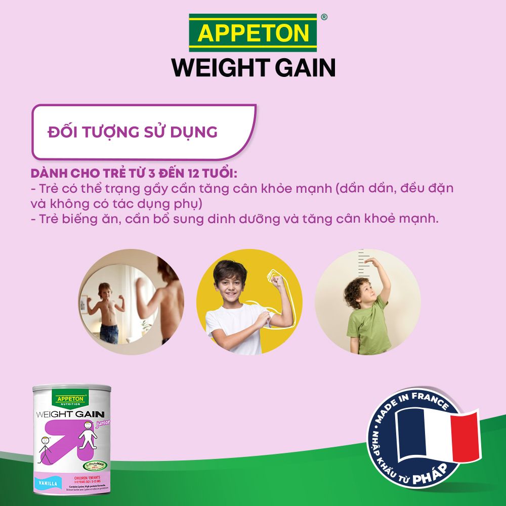 Sữa Tăng Cân Cho Trẻ Em Appeton Weight Gain Junior hương Vanila 450g