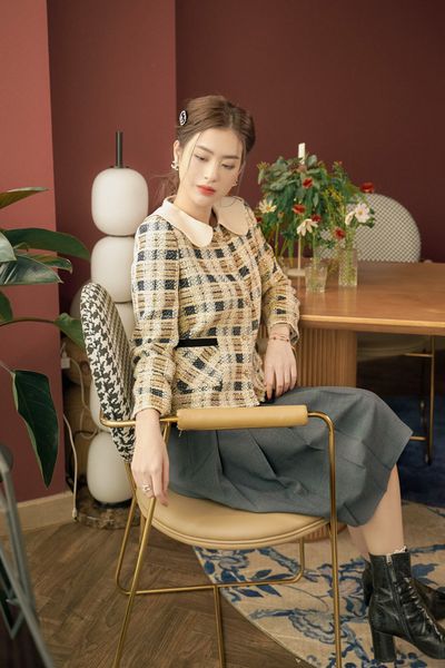  Áo Tweed Lấp Lánh cổ kem 