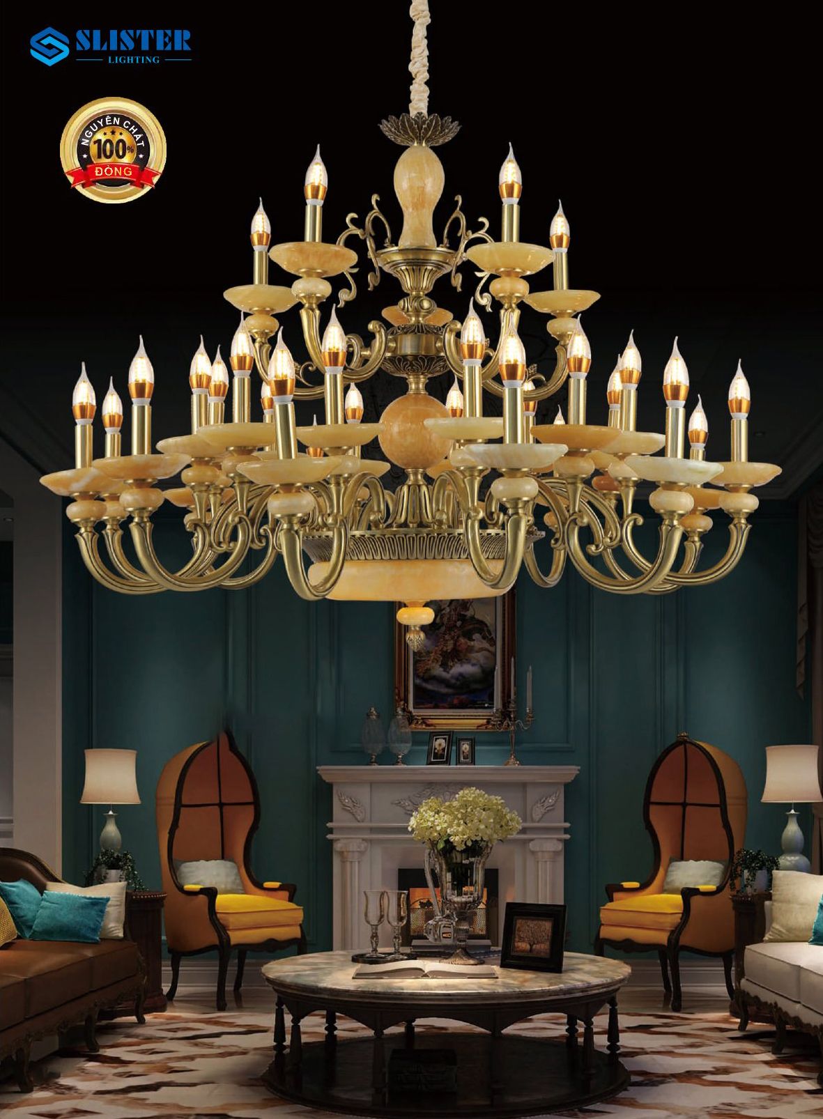 Đèn chùm đồng 8001/24+6