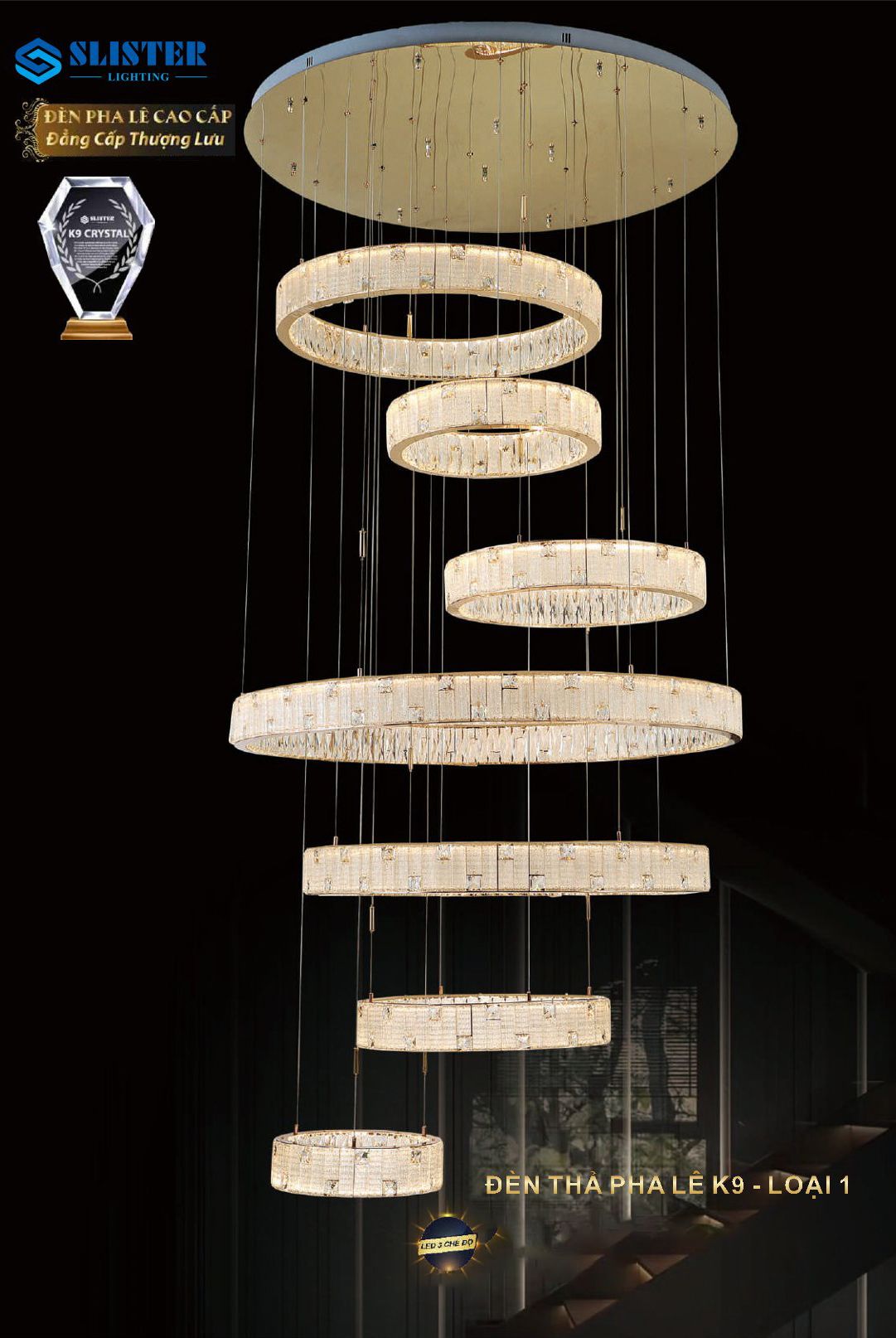 Đèn thả thông tầng pha lê 8831/7