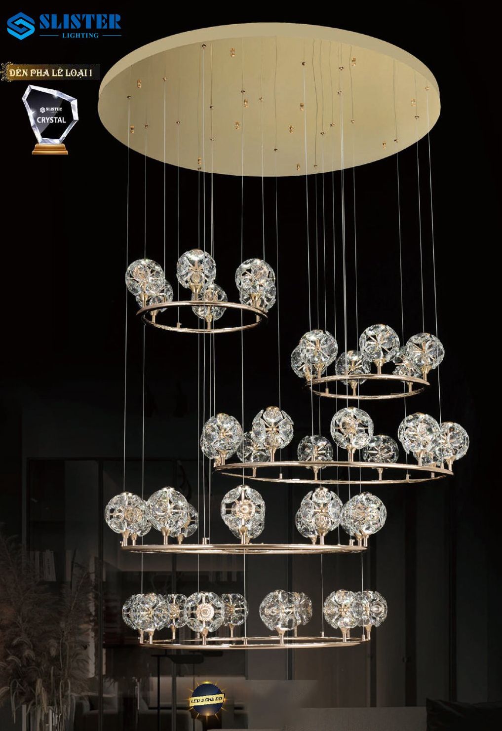 Đèn thả thông tầng pha lê 8833/1300
