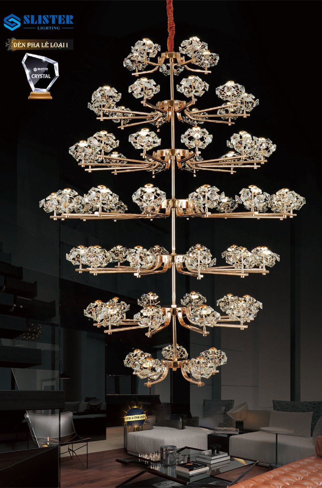 Đèn thả pha lê 8851/1500*H2300