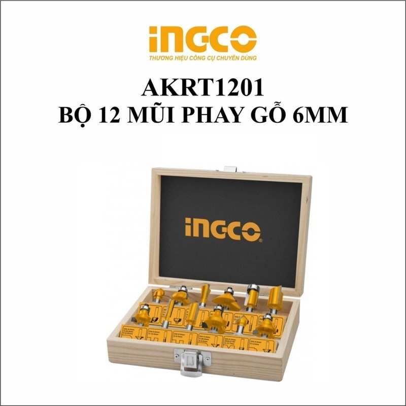 Bộ 12 mũi phay gỗ 6mm AKRT1201