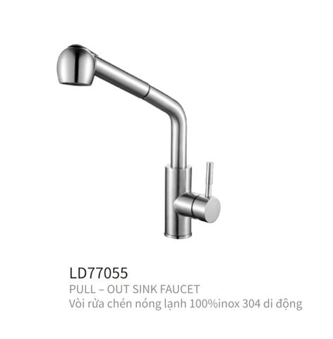  Vòi rửa chén nóng lạnh có dây rút LD77055 