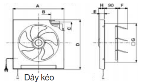  QUẠT ỐP TƯỜNG 2 CHIỀU MITSUBISHI EX-20RH5T 