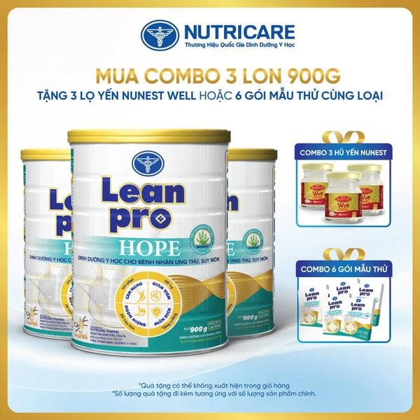  Combo 03 lon thực phẩm dinh dưỡng y học Leanpro Hope 900g 