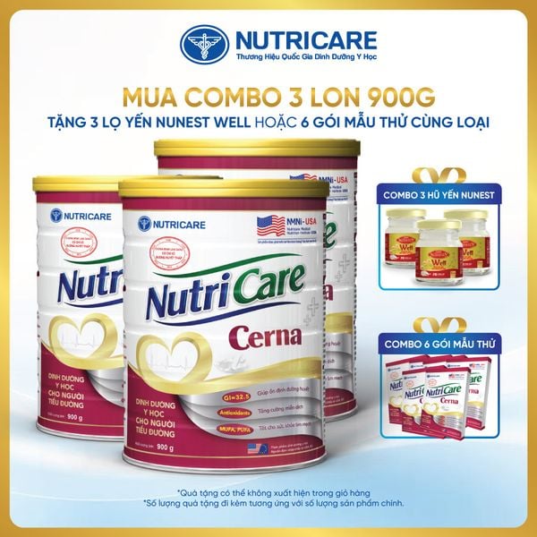  Combo 03 lon thực phẩm dinh dưỡng y học Nutricare Cerna 900g 