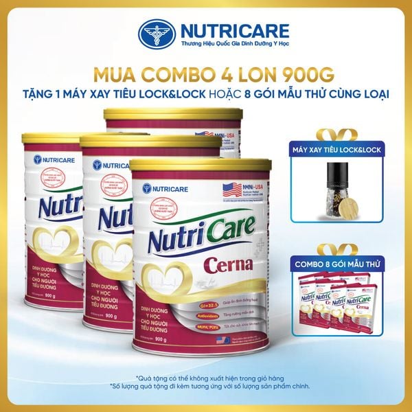  Combo 04 lon thực phẩm dinh dưỡng y học Nutricare Cerna 900g 