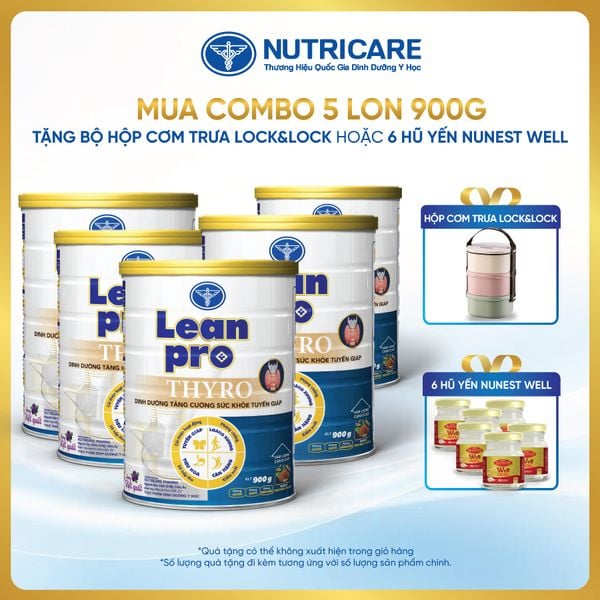  Combo 05 lon thực phẩm dinh dưỡng y học Leanpro Thyro 900g 