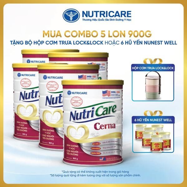  Combo 05 lon thực phẩm dinh dưỡng y học Nutricare Cerna 900g 
