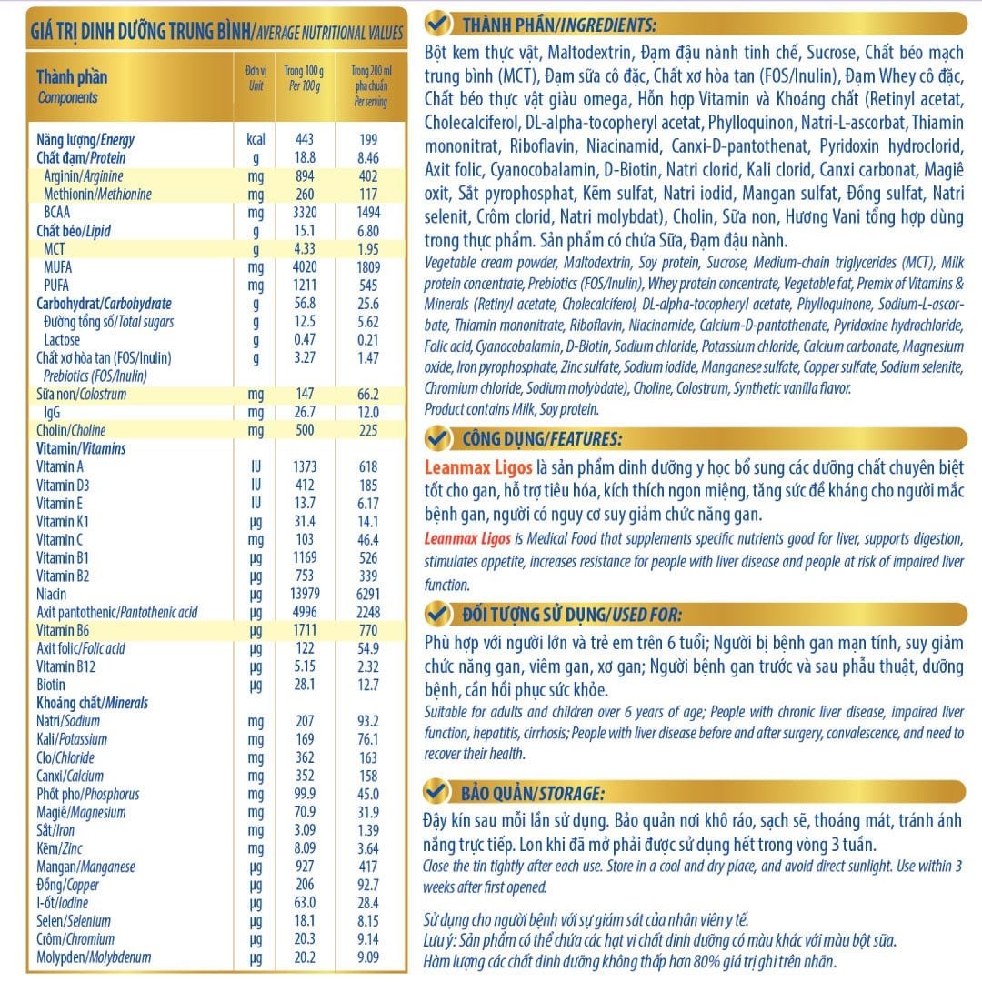  Thực phẩm dinh dưỡng y học Leanmax Ligos 400g 