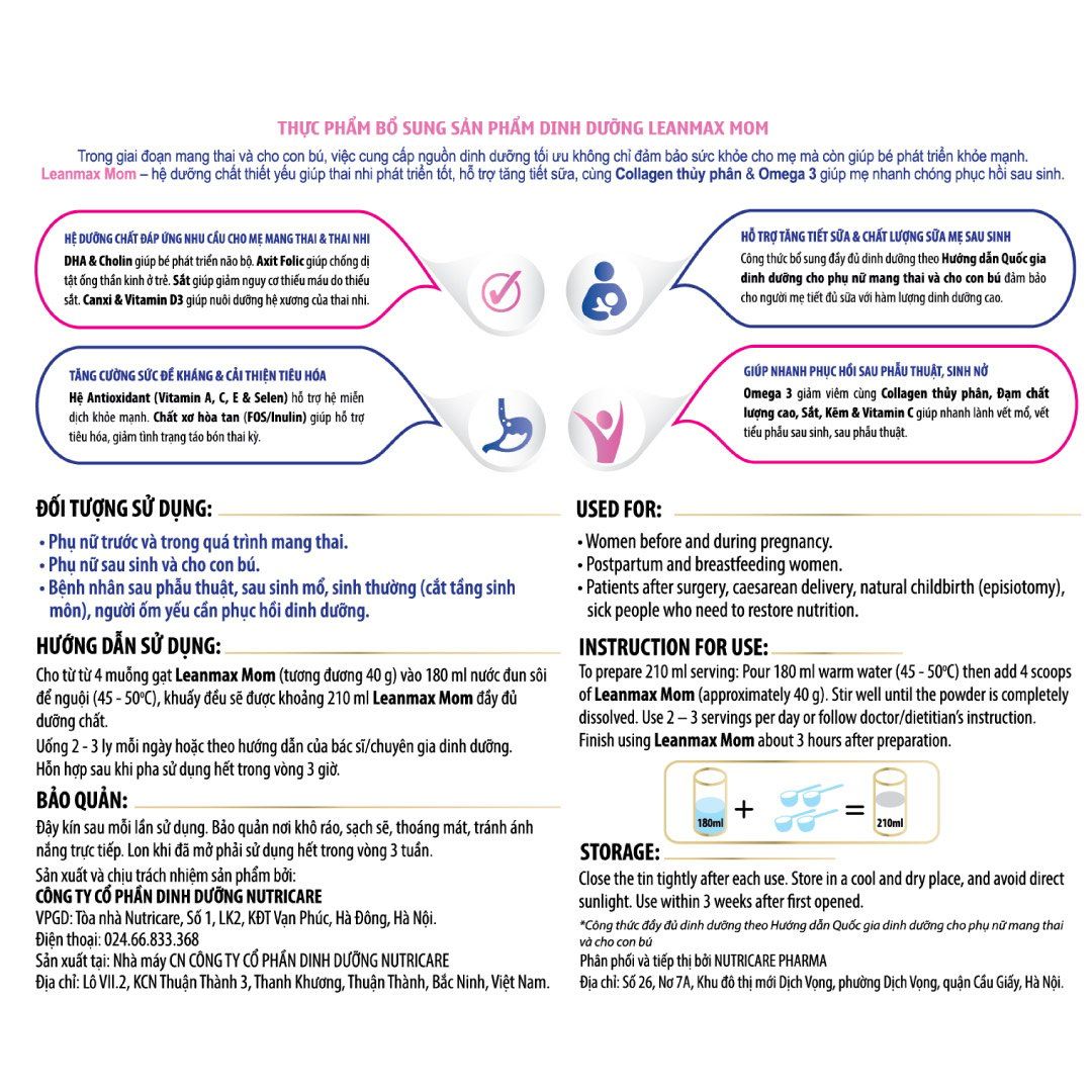  Sản phẩm dinh dưỡng Leanmax Mom 400g 