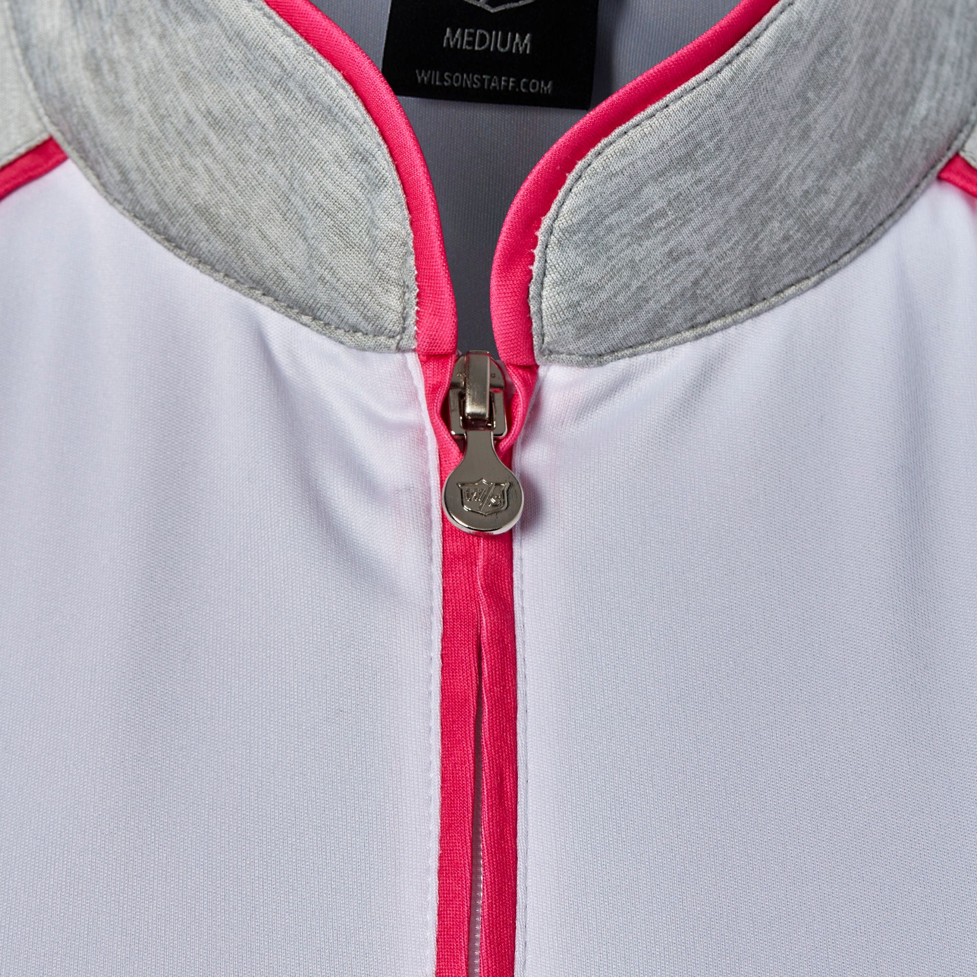  [S] Áo golf nữ Wilson Zipped Polo - White/Pink - Size S 