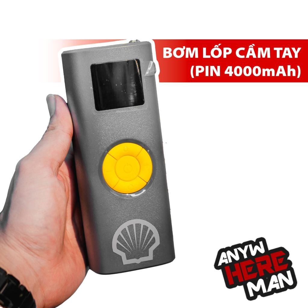 Bơm lốp cầm tay Shell chính hãng (pin 4.000mAh) Bảo hành 2 năm