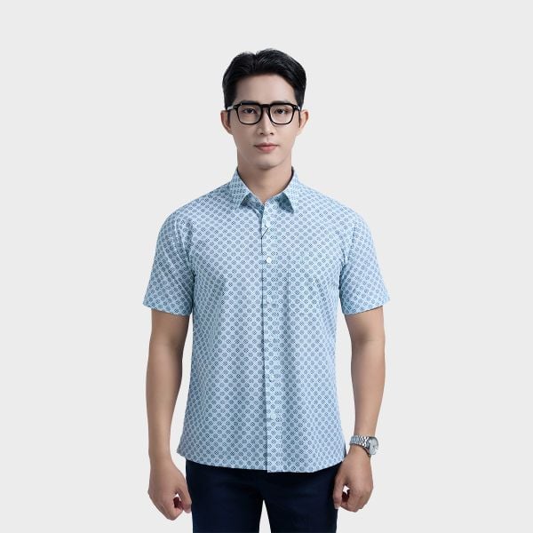 Áo Sơ mi nam ngắn tay cao cấp BELLUNI vải sợi lá - ABN.LP.BE 306
