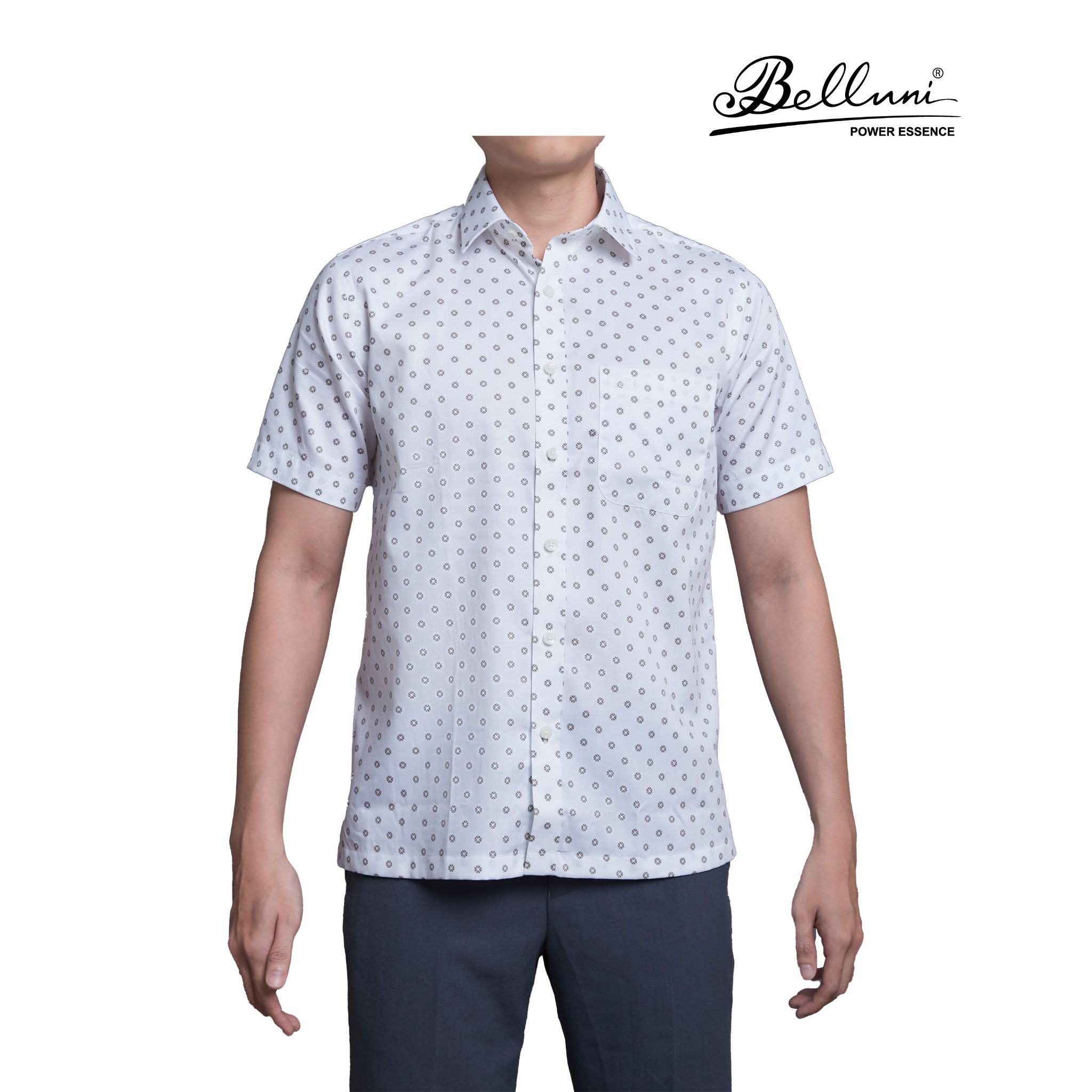  Áo sơ mi nam ngắn tay cotton cao cấp BELLUNI - ANL.CM.BE 4 W1 