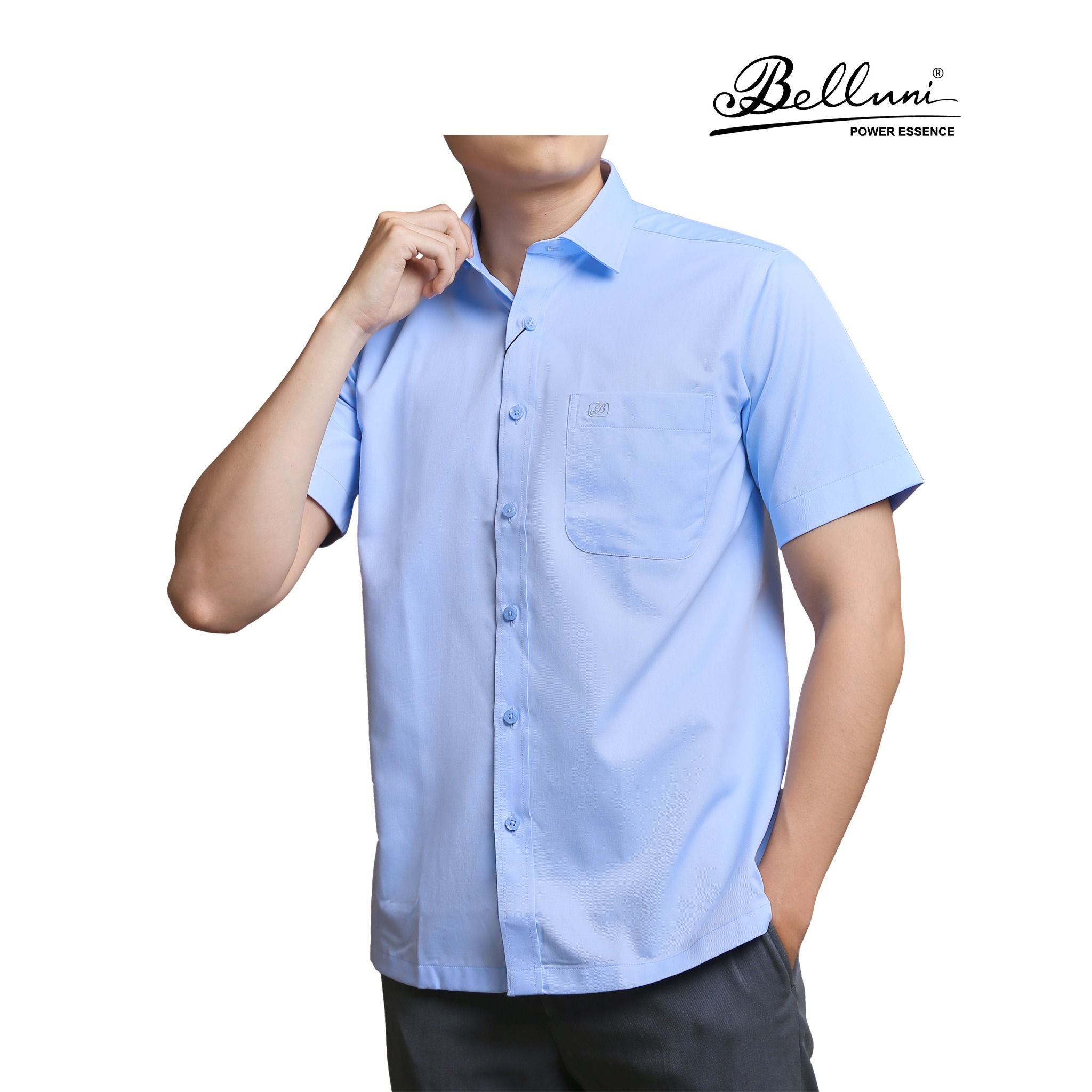  Áo sơ mi nam ngắn tay cao cấp BELLUNI chất vải tencel - ANL.PCMT.BE 6 B 