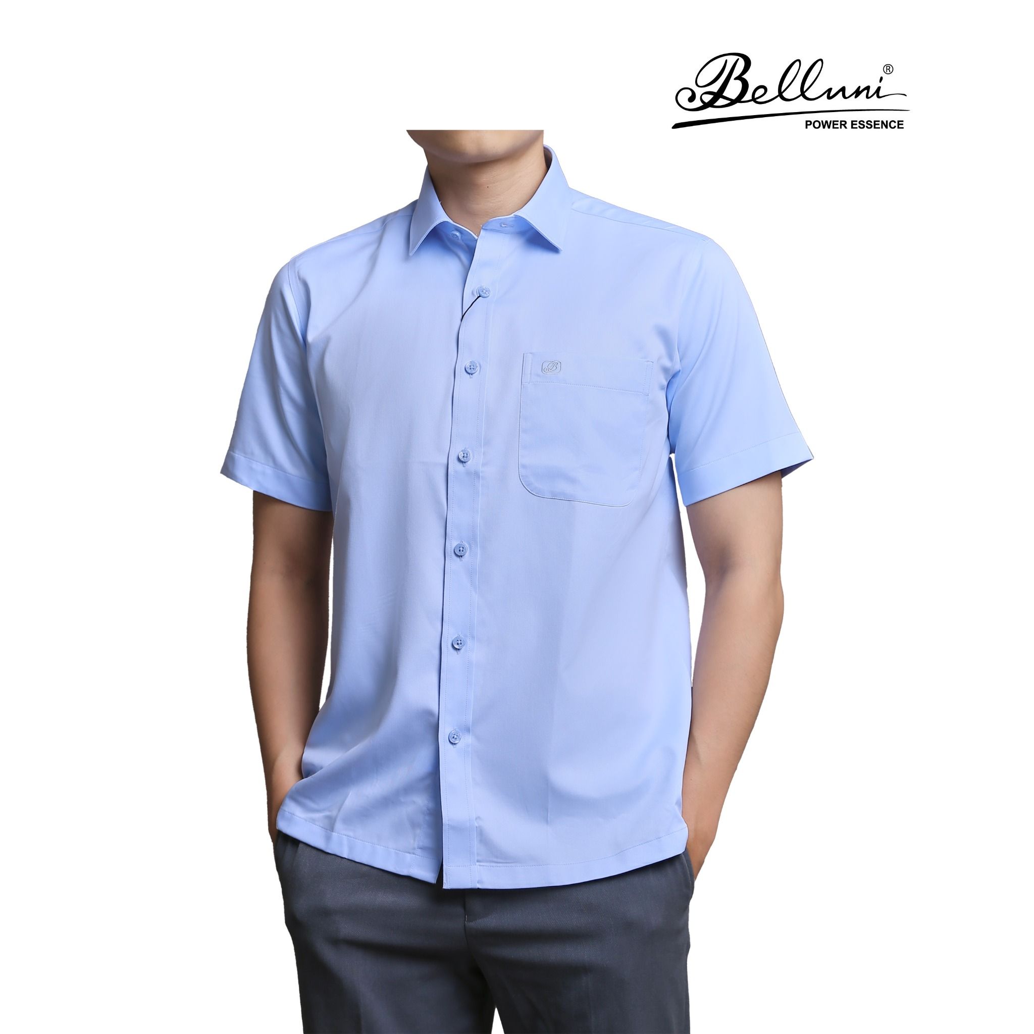  Áo sơ mi nam ngắn tay cao cấp BELLUNI chất vải tencel - ANL.PCMT.BE 6 B 