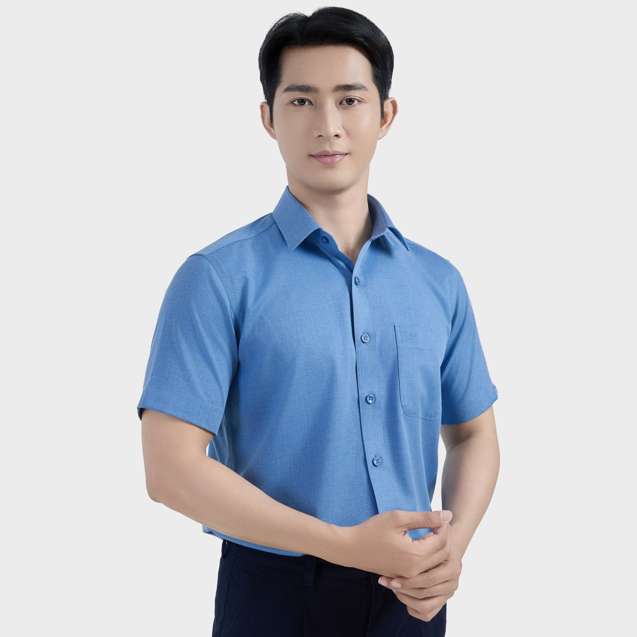  Áo sơ mi nam ngắn tay cao cấp BELLUNI vải sợi tre - ABN.BPS.BE 317 